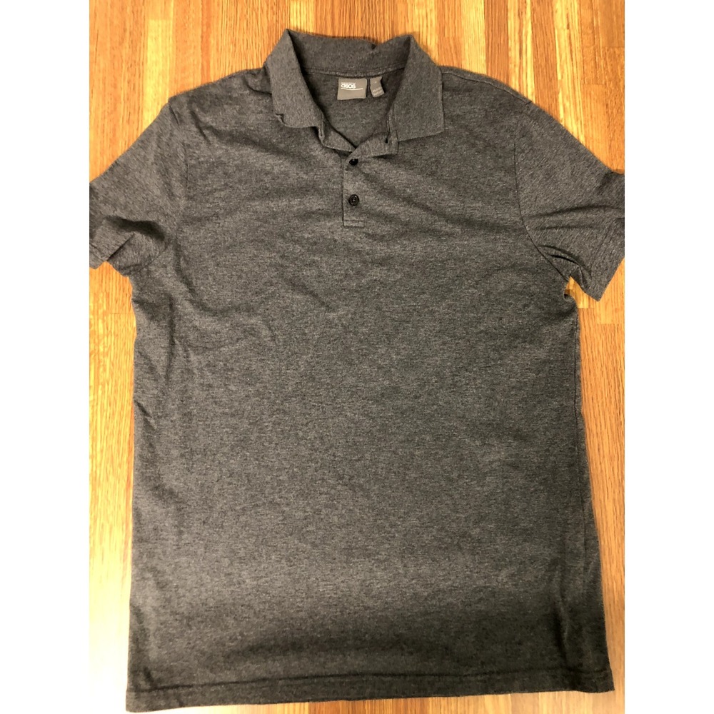 ASOS Mens Medium Gray Heather Polo Shirt Short Sleeve Casual Collared Golf Top